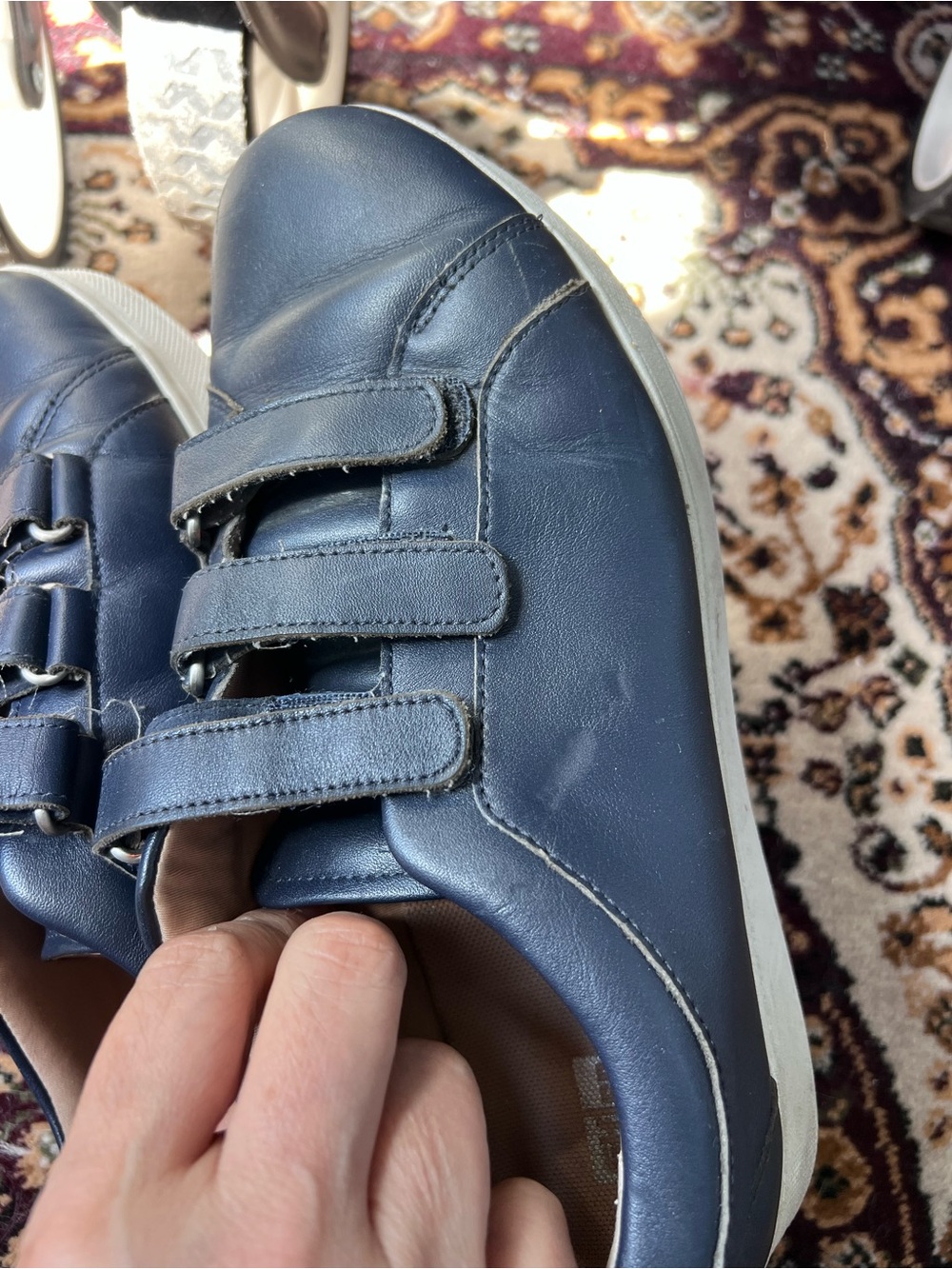 Fitflop Navy Blue Triple-Strap Leather Sneakers